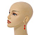 Red Shell/ Acrylic Bead Drop Earrings in Gold Tone - 50mm L - view 3