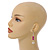 Deep Pink/White Faux Pearl Glass Bead with Pink Crystal Spacer Drop Earrings in Silver Tone - 60mmL - view 3