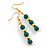 Green Ceramic and Gold Metal Bead Drop Earrings In Gold Tone - 50mm L - view 4