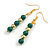 Green Ceramic and Gold Metal Bead Drop Earrings In Gold Tone - 50mm L - view 5