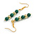Green Ceramic and Gold Metal Bead Drop Earrings In Gold Tone - 50mm L - view 2