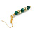 Green Ceramic and Gold Metal Bead Drop Earrings In Gold Tone - 50mm L - view 6