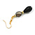 Black Shell/ Glass Bead Drop Earrings in Gold Tone - 55mm L - view 4