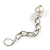 Statement Long Chain with Faux Pearl Bead Linear Earrings in Silver Tone - 90mm L - view 5