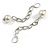 Statement Long Chain with Faux Pearl Bead Linear Earrings in Silver Tone - 90mm L - view 6