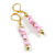 Light Pink Stone Nugget Linear Drop Earrings in Gold Tone - 60mm L - view 5