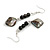 Long Black Ceramic/ Shell Bead Linear Earrings in Silver Tone - 65mm L - view 4