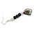 Long Black Ceramic/ Shell Bead Linear Earrings in Silver Tone - 65mm L - view 5
