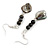 Long Black Ceramic/ Shell Bead Linear Earrings in Silver Tone - 65mm L - view 8