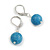 12mm Light Blue Agate Faceted Round Semi-Precious Stone Drop Earrings in Silver Tone - 35mm L - view 7