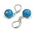 12mm Light Blue Agate Faceted Round Semi-Precious Stone Drop Earrings in Silver Tone - 35mm L - view 3