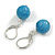 12mm Light Blue Agate Faceted Round Semi-Precious Stone Drop Earrings in Silver Tone - 35mm L - view 5