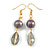 Grey Freshwater Pearl and Glass Bead Drop Earrings in Gold Tone - 55mm L - view 2