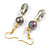 Grey Freshwater Pearl and Glass Bead Drop Earrings in Gold Tone - 55mm L - view 6