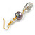 Grey Freshwater Pearl and Glass Bead Drop Earrings in Gold Tone - 55mm L - view 7