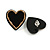 Black/Gold Acrylic Heart Stud Earrings - 22mm Tall - view 4