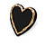 Black/Gold Acrylic Heart Stud Earrings - 22mm Tall - view 5