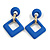 Blue Acrylic Geometric Drop Earrings - 65mm Long - view 5