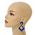 Blue Acrylic Geometric Drop Earrings - 65mm Long - view 3