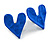 Blue Hammered/Beaten Heart Stud Earrings with Rubber Coating - 25mm Tall - view 2