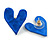 Blue Hammered/Beaten Heart Stud Earrings with Rubber Coating - 25mm Tall - view 4