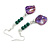 Long Teal Ceramic/ Purple Shell Bead Linear Earrings in Silver Tone - 75mm L - view 5