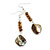 Long Bronze Glass/ Brown Shell Bead Linear Earrings in Silver Tone - 70mm L - view 4