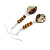 Long Bronze Glass/ Brown Shell Bead Linear Earrings in Silver Tone - 70mm L - view 6