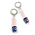 Light Pink/Blue Glass Beaded with Crystal Ring Drop Earrings In Silver Tone - 45mm L - view 4