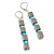 Square Hematite/Light Blue Glass Beaded Linear Drop Earrings - 60mm L - view 5