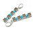 Square Hematite/Light Blue Glass Beaded Linear Drop Earrings - 60mm L - view 2