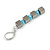 Square Hematite/Light Blue Glass Beaded Linear Drop Earrings - 60mm L - view 6