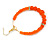 Orange Glass Bead with Crystal Rings Hoop Earrings in Gold Tone - 70mm Long - view 6