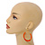 Orange Glass Bead with Crystal Rings Hoop Earrings in Gold Tone - 70mm Long - view 3