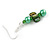 Green Glass and Shell Bead Drop Earrings with Silver Tone Closure - 6cm Long - view 5