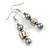 Grey Glass and Antique White Shell Bead Drop Earrings with Silver Tone Closure - 6cm Long - view 2