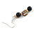 Black Glass and Antique White Shell Bead Drop Earrings with Silver Tone Closure - 6cm Long - view 5