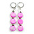 Pink Shell and Grey Glass Bead Drop Earrings in Silver Tone - 60mm L