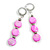 Pink Shell and Grey Glass Bead Drop Earrings in Silver Tone - 60mm L - view 5