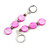 Pink Shell and Grey Glass Bead Drop Earrings in Silver Tone - 60mm L - view 2