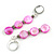 Pink Shell and Grey Glass Bead Drop Earrings in Silver Tone - 60mm L - view 6