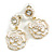 Romantic White Enamel Faux Pearl Layered Rose Drop Earrings in Gold Tone - 30mm L - view 4