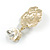 Romantic White Enamel Faux Pearl Layered Rose Drop Earrings in Gold Tone - 30mm L - view 6