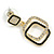 Clear Crystal Black Enamel Double Square Drop Earrings in Gold Tone - 30mm Long - view 4
