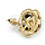 Clear Crystal/ White Faux Pearl/ Black Enamel Asymmetrical Rose Floral Stud Earrings In Gold Tone - 20mm D - view 6