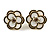 20mm D/ White/Black Enamel Layered Rose Flower Stud Earrings in Gold Tone - view 2