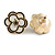 20mm D/ White/Black Enamel Layered Rose Flower Stud Earrings in Gold Tone - view 4