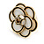20mm D/ White/Black Enamel Layered Rose Flower Stud Earrings in Gold Tone - view 5