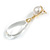 Statement White Faux Pearl Transparent Acrylic Teardrop Long Earrings in Gold Tone - 65mm L - view 4