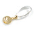 Statement White Faux Pearl Transparent Acrylic Teardrop Long Earrings in Gold Tone - 65mm L - view 7